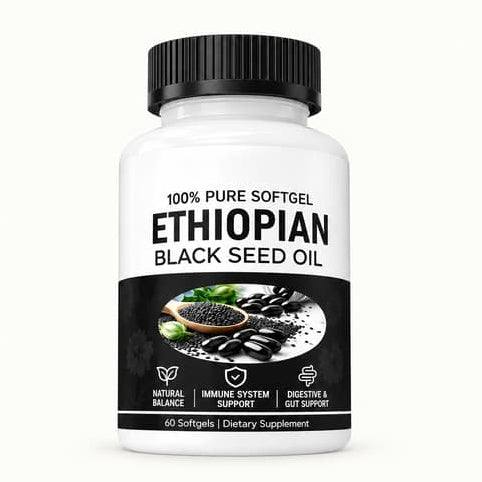 Suplemento en cápsulas de aceite de semilla negra etíope